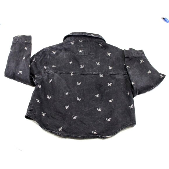 Stoosh Vintage Denim Black Button-Up Shirt With Embroidered Butterflies - Picture 4 of 8